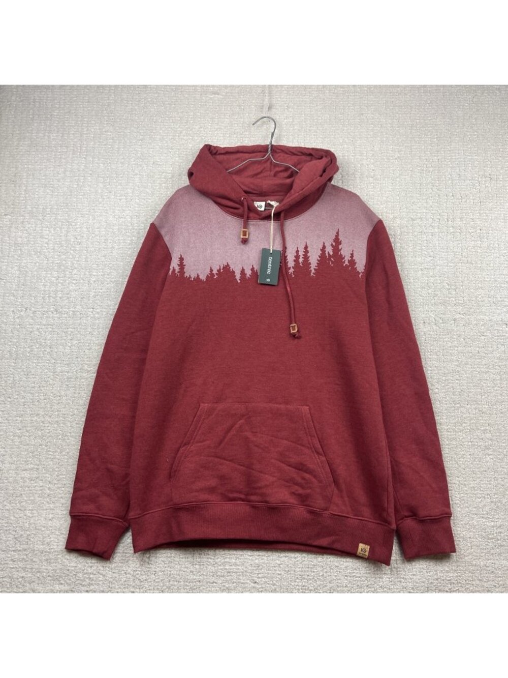 Tentree Juniper Hoodie Men Sz L Red Crimson Heather / White Organic Outdoor NWT